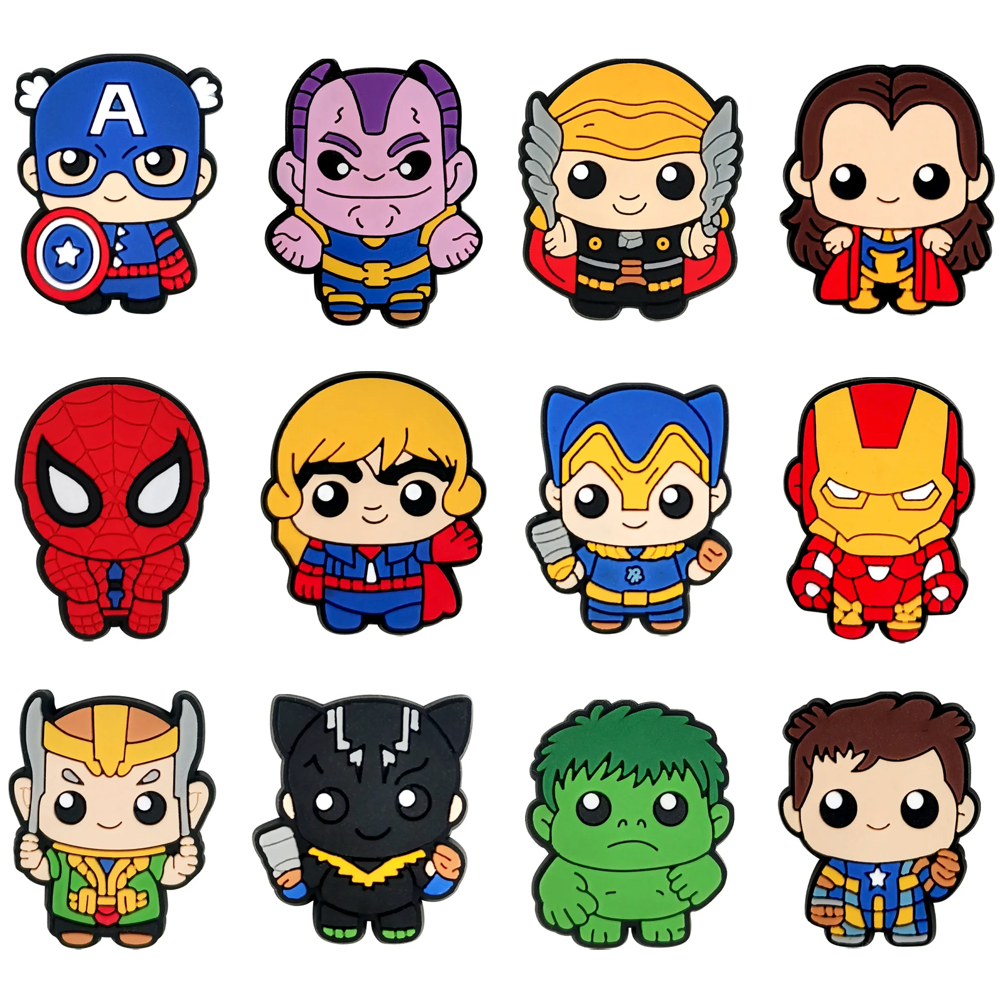 

1-12pcs Disney Marvel Cute Superhero PVC Shoes Charms Cartoon Sandals Accessories Clogs Decorations Boy Kids Gifts ﻿