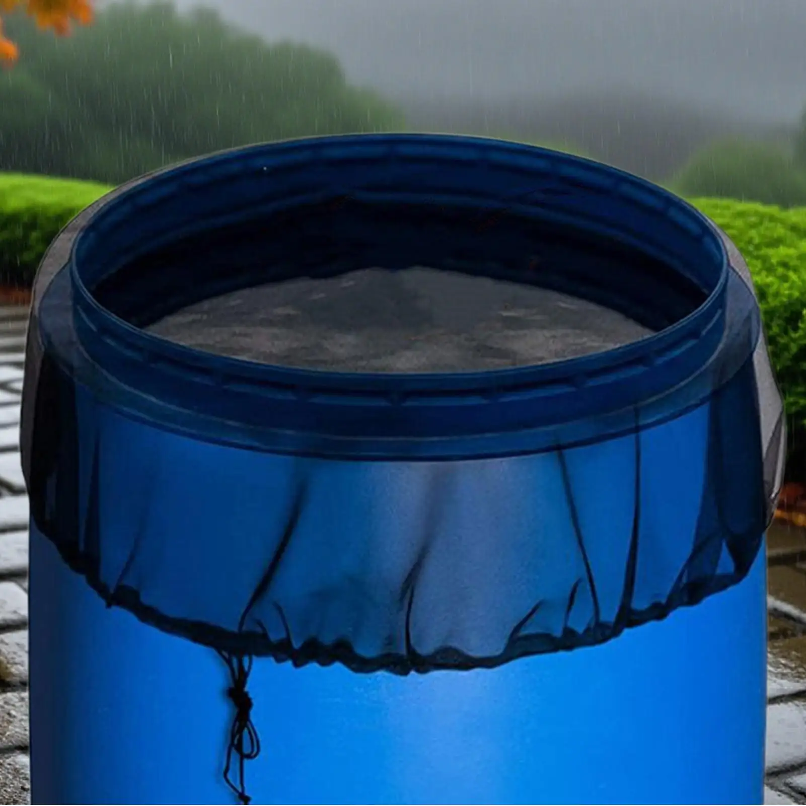 Rain Barrel Net Cover Water Collection Buckets Screen With Drawstring Dustproof Rain Barrels Cover For Yard Outdoor Porches