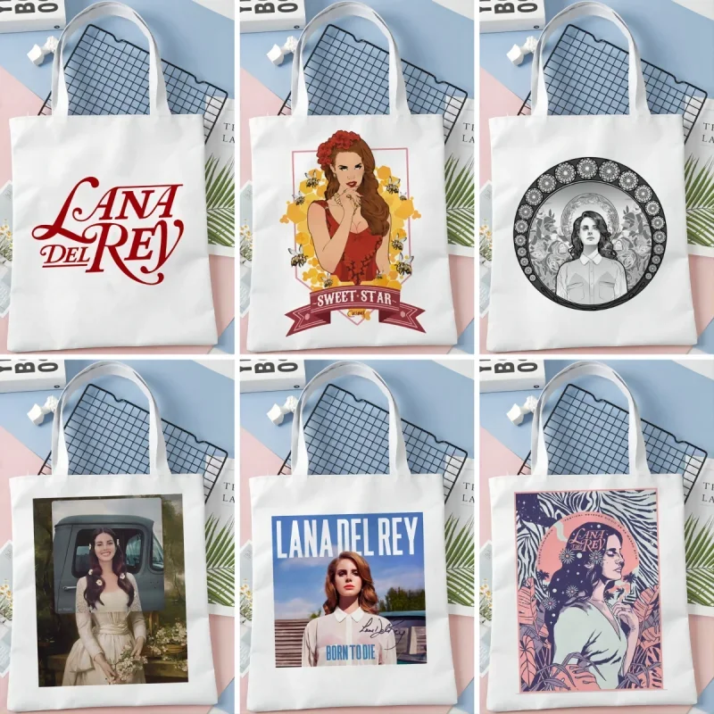 Lana Del Rey Printed Shopping Bag Graphic Women Eco Large-capacity Female Tote Bags Handbag Harajuku Shopper Bag Shoulder Bag