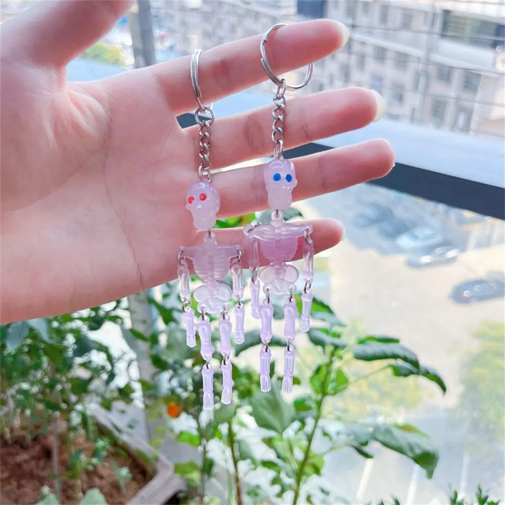 

Accessories Halloween Jewelry Punk Skull Multi-joint Korean Car Keychains Skeleton Keyring Luminous Keyring Skull Keychain
