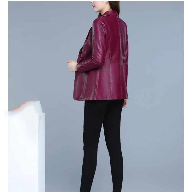 Manteau en similicuir à manches longues pour femmes, veste de tempérament coréen, manteau mince court, noir, vin rouge, automne, hiver, nouveau, 2023