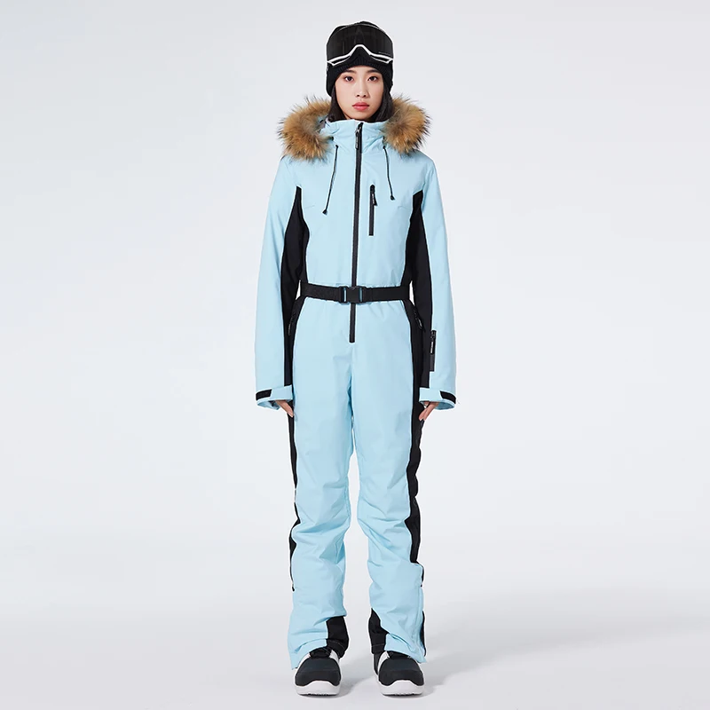 2024 One-piece Ski Suit for Women Thickening Snowboard Women Overalls Winter Windproof Waterproof Jumpsuit Clothing Skiing Suit