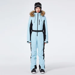 2024 One-piece Ski Suit for Women Thickening Snowboard Women Overalls Winter Windproof Waterproof Jumpsuit Clothing Skiing Suit