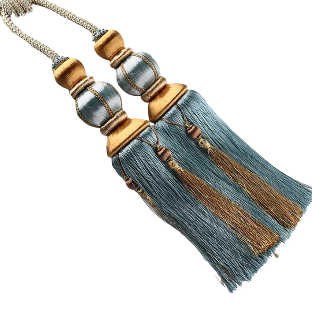2x Excellent Decor Curtain Tassel Wide Application Easy To High- Polyester Curtain Tiebacks Hanging