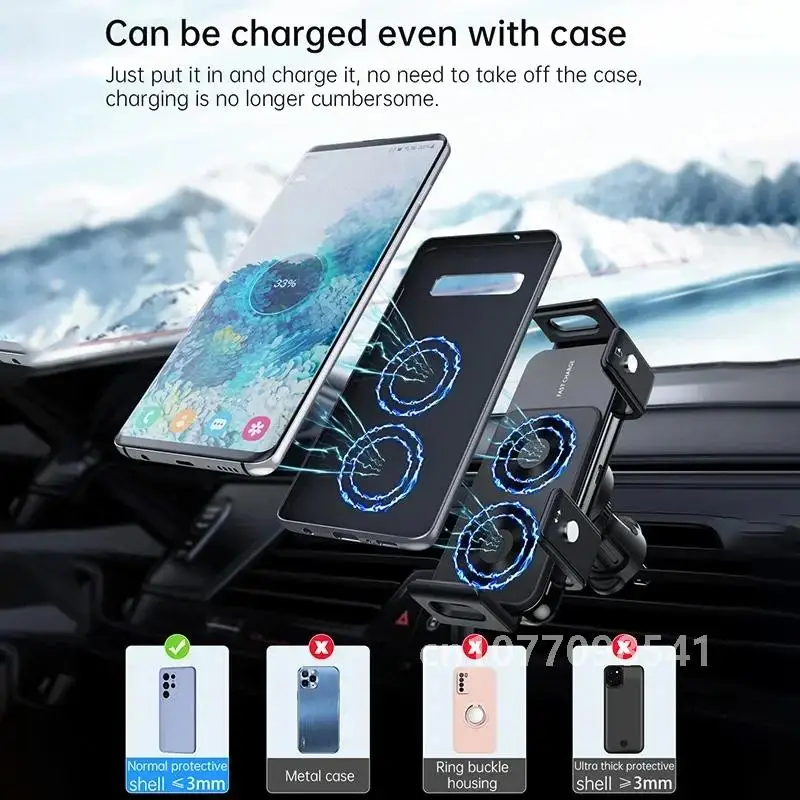 Dual Coil Fold Screen Car Wireless Charger For Samsung Galaxy Z 4 3 Fold Flip iPhone 15 14 Fast Phone Charging Vent Mount Holder