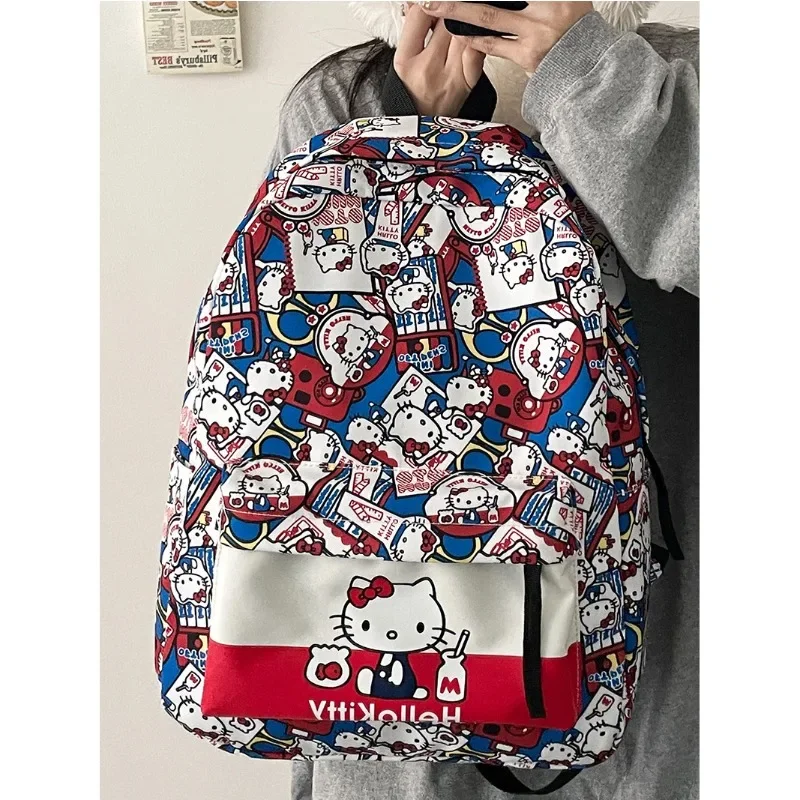 Hello Kitty High-value Schoolbag Large Capacity New Graffiti Versatile Campus Kawaii Student Outing Backpack Children's Gift