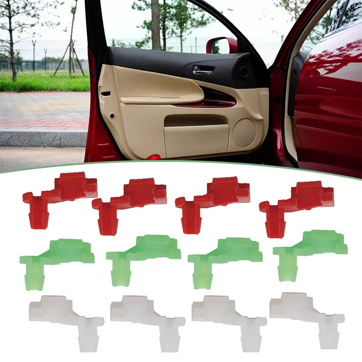 

48Pcs Nylon Plastic Car Rivets Door Lock Rod Clip Rod Push Fastener Clips Kit Auto Fixed Door Lock Rod Clip Accessories Univesal