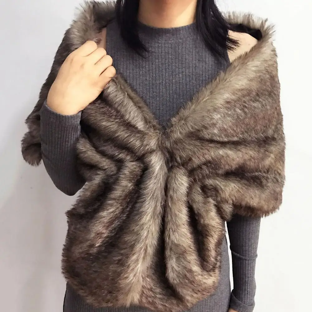 Women Faux Fur Shawl Coat Faux Rabbit Fur Poncho Vest Fashion Wrap Coat Shawl Lady Scarf Fake Fox Fur Thermal Shawl Cape Coat