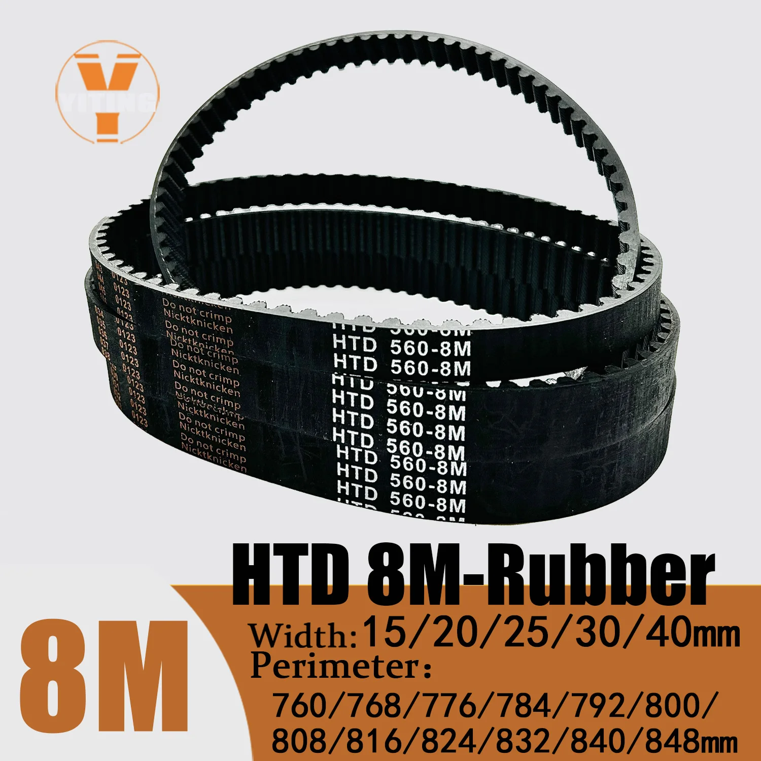 HTD 8M Timing Belt Length 760/768/776/784/792/800/808/816/824/832/840/848mm Width15/20/25/30/40mm HTD8M Closed Synchronous Belts