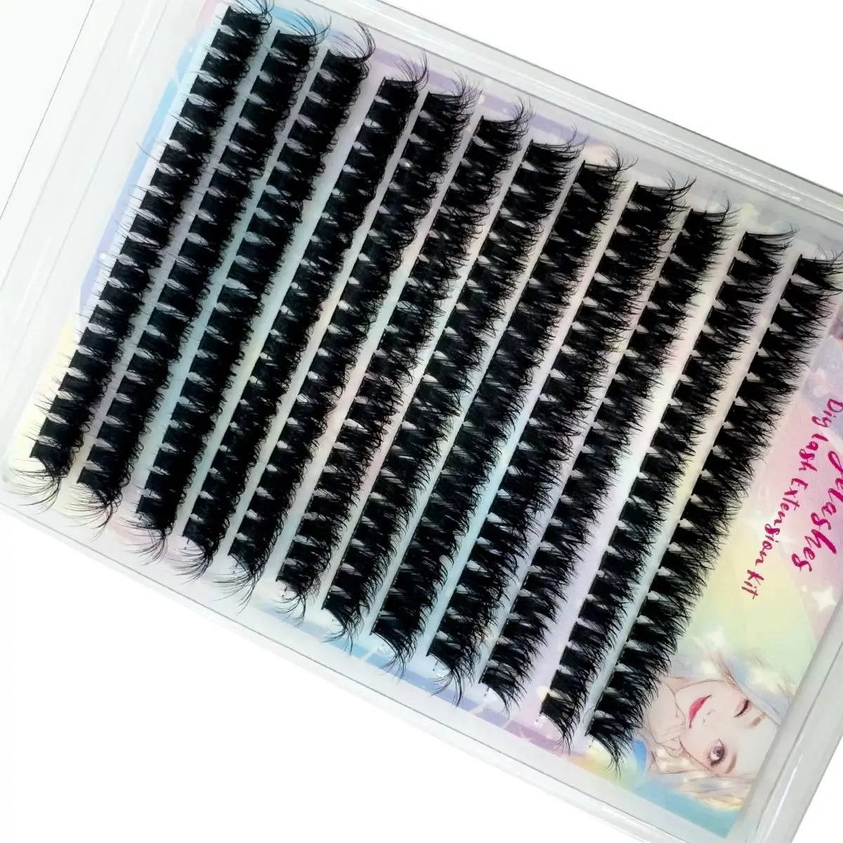 Kit de extensão de cílios fofos 60d + 80d + 100d, conjunto de extensão de cílios grossos, 10-18mm, kit de cílios únicos, faça você mesmo