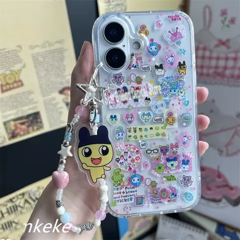 귀여운 한국 만화 캐릭터 반짝이는 아이폰 17 16 15 14 13 12 11 Pro MAX Xr Xs Max 7 Plus Y2K 소프트 백 커버