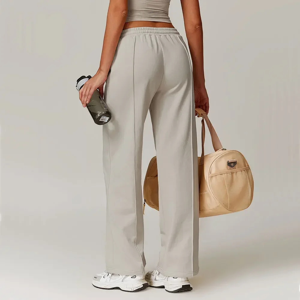 Winter High Waist Loose Fit Sports Sweatpants for Women Pocket Straight Leg Casual Pants Fitness Running Sports Pants for Women