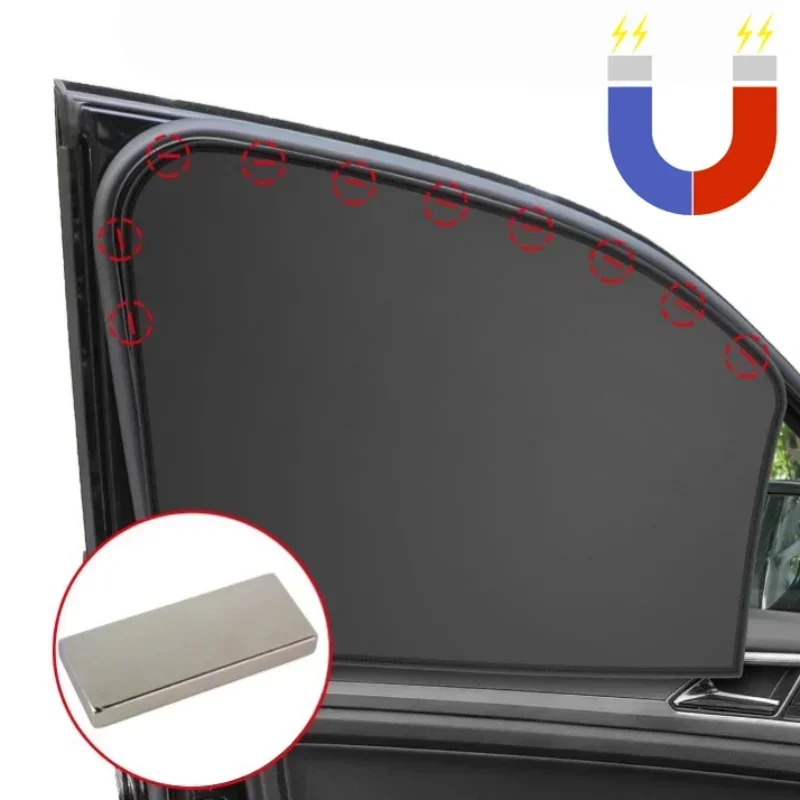 Magnetic curtain protection cover, car window sunshade, summer UV protection, car side front and rear window mesh fabric, car