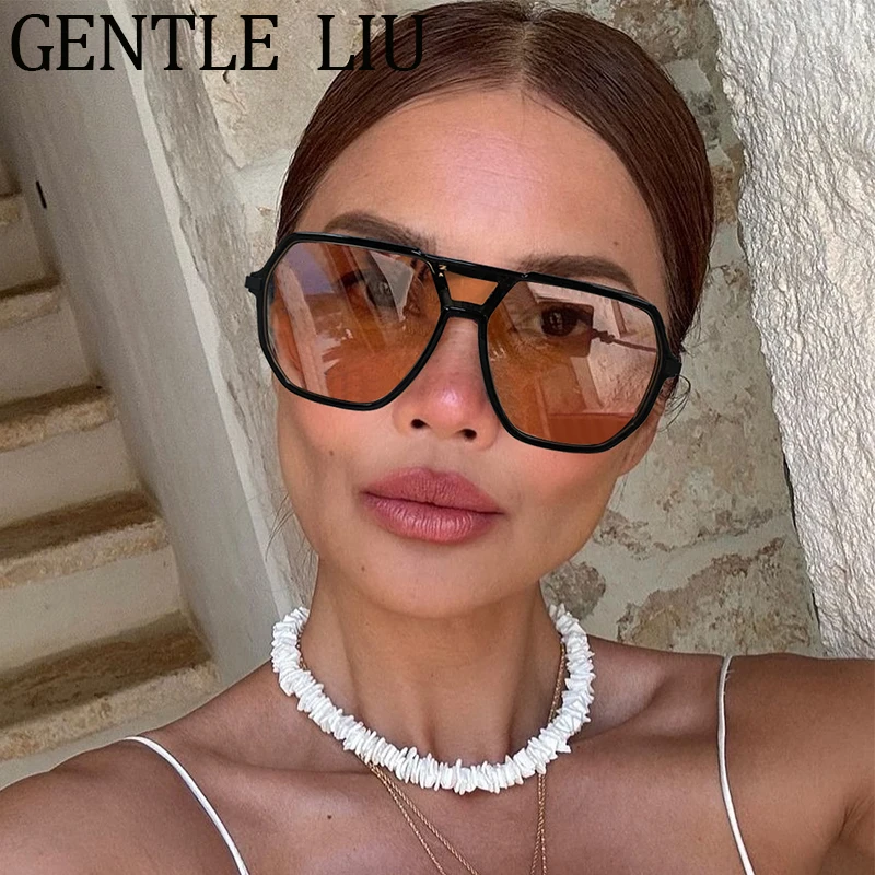 

Oversized One-Piece Shield Sunglasses Women Men 2025 Luxury Brand Square Metal Frame Sun Glasses For Lady Vintage Eyewear UV400