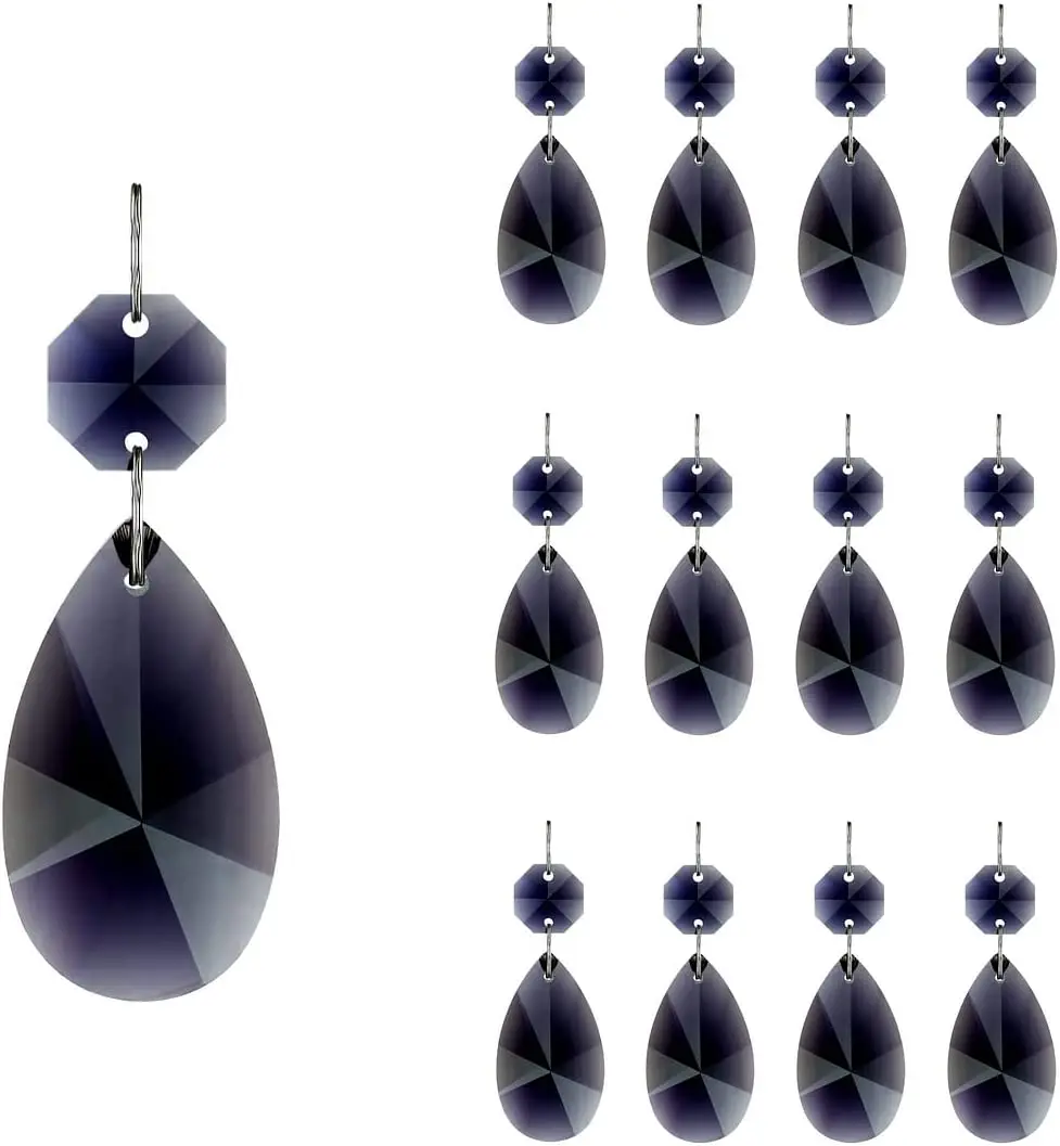 

Camal 5pcs Violet 38mm Teardrop Crystal Glass Pendant Prisms SunCatcher Chain Garland Chandelier Part Wedding Party Xmas Hanging