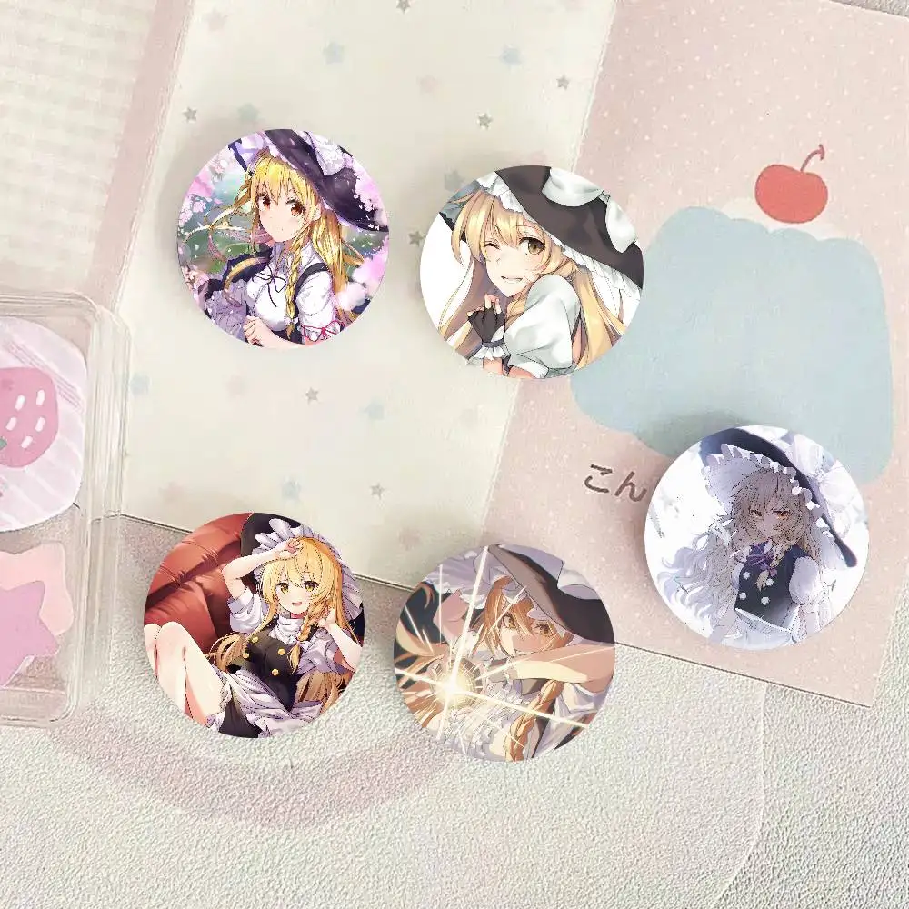 Marisa Kirisame Comic Game Touhou P-Project Cartoon Style Badge Brooches On Backpack Decoration Round Enamel Pins For Accessorys