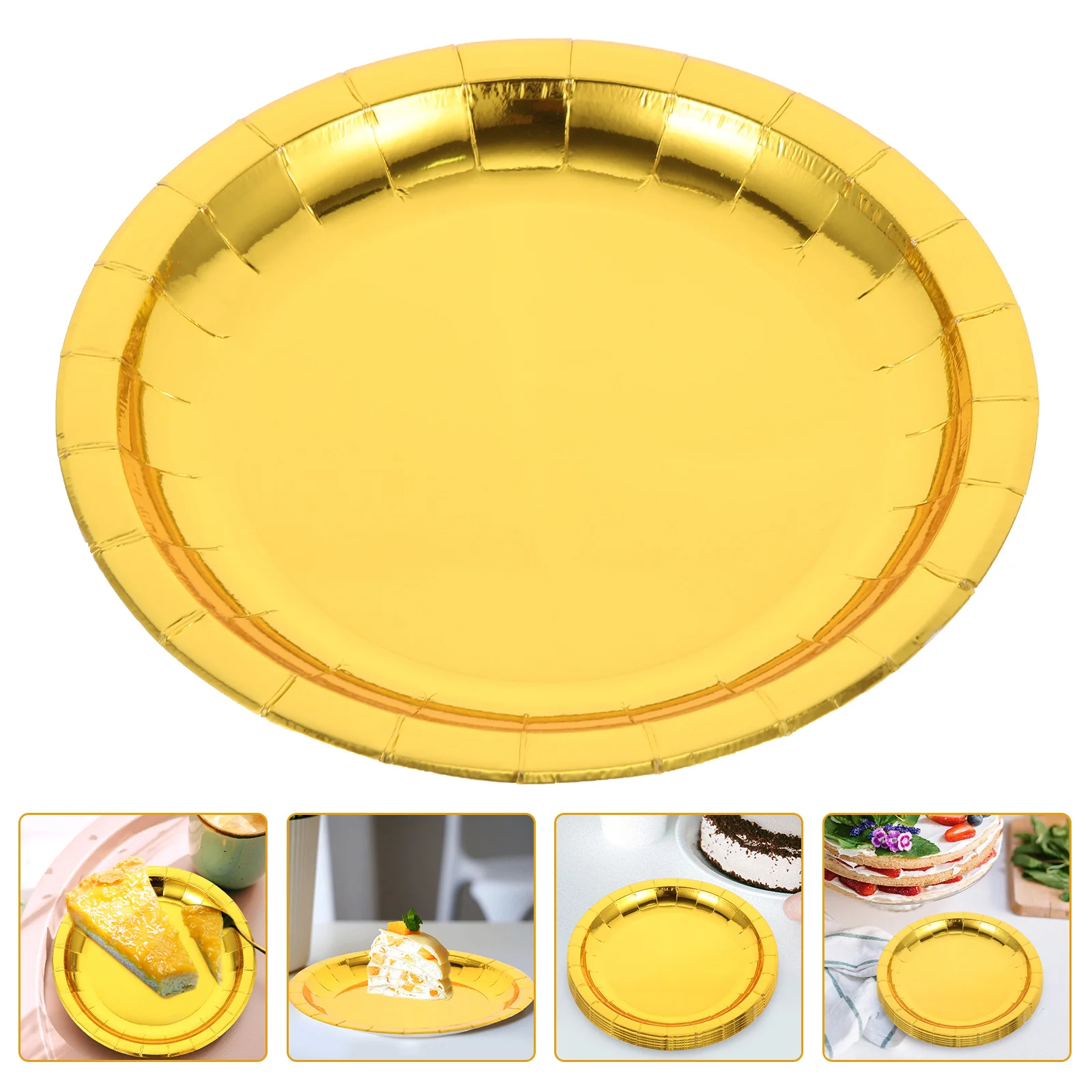 30 Pcs Foil Stamping Cake Pan Cupcake Plates Food Serving Appetizer Gold Accessories