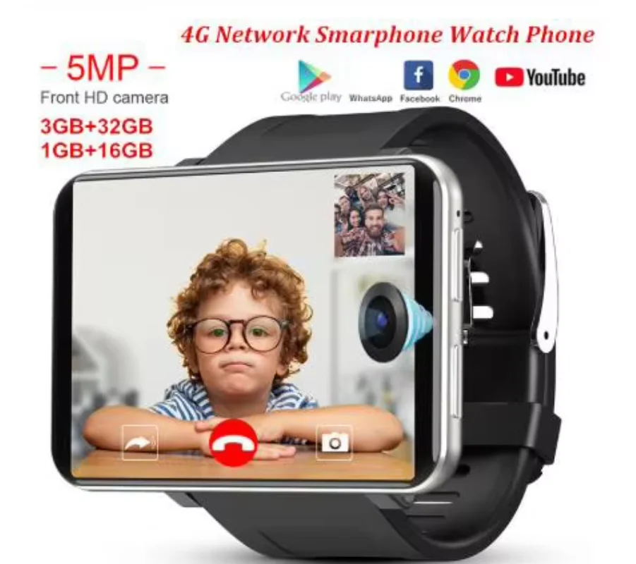 New DM100 4G LTE Smart Watch Android 7.1 3GB RAM 32GB ROM WIFI 5MP Camera 2700mah Battery 2.86 Inch IPS Touch Screen Smartwatch