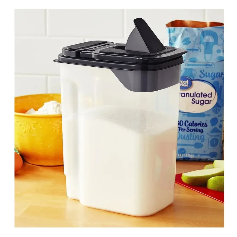 

NEW 3.5 QT Plastic Food Dispenser, Clear with Gray Lid (1 Each) 7.5" L x 3.75" W x 9.25" H-Fast shipping