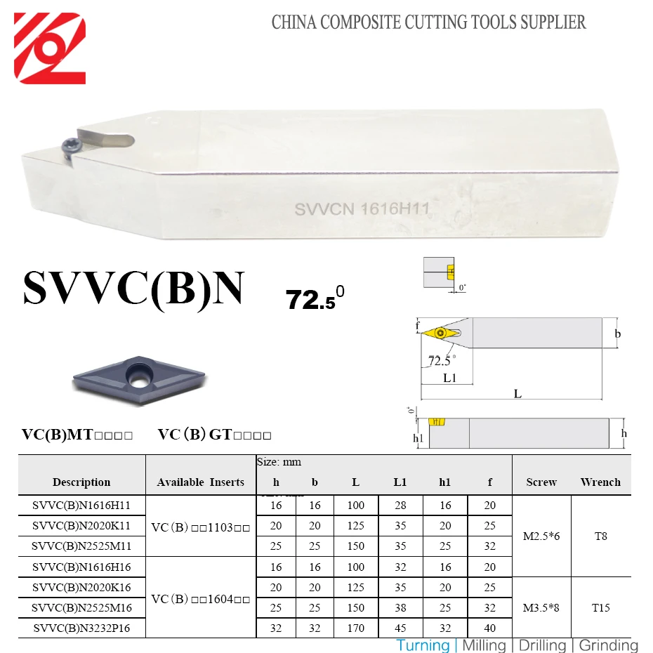 SVVBN1616  SVVBN2020K16 SVVBN2525M16 SVVCN1616 SVVCN2020K16 SVVCN2525 SVVBN SVVCN VBMT VCMT Inserts Turning Tool Holder Cnc Bar