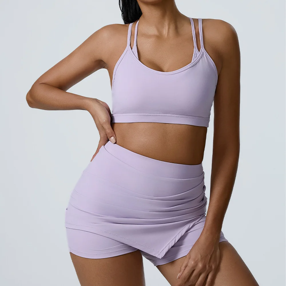 Set Yoga 2 Potong Pakaian Olahraga Set Latihan untuk Pakaian Wanita Setelan Gym Tangki Tanaman Celana Pendek Pinggang Tinggi Pakaian Bra Lari Kebugaran