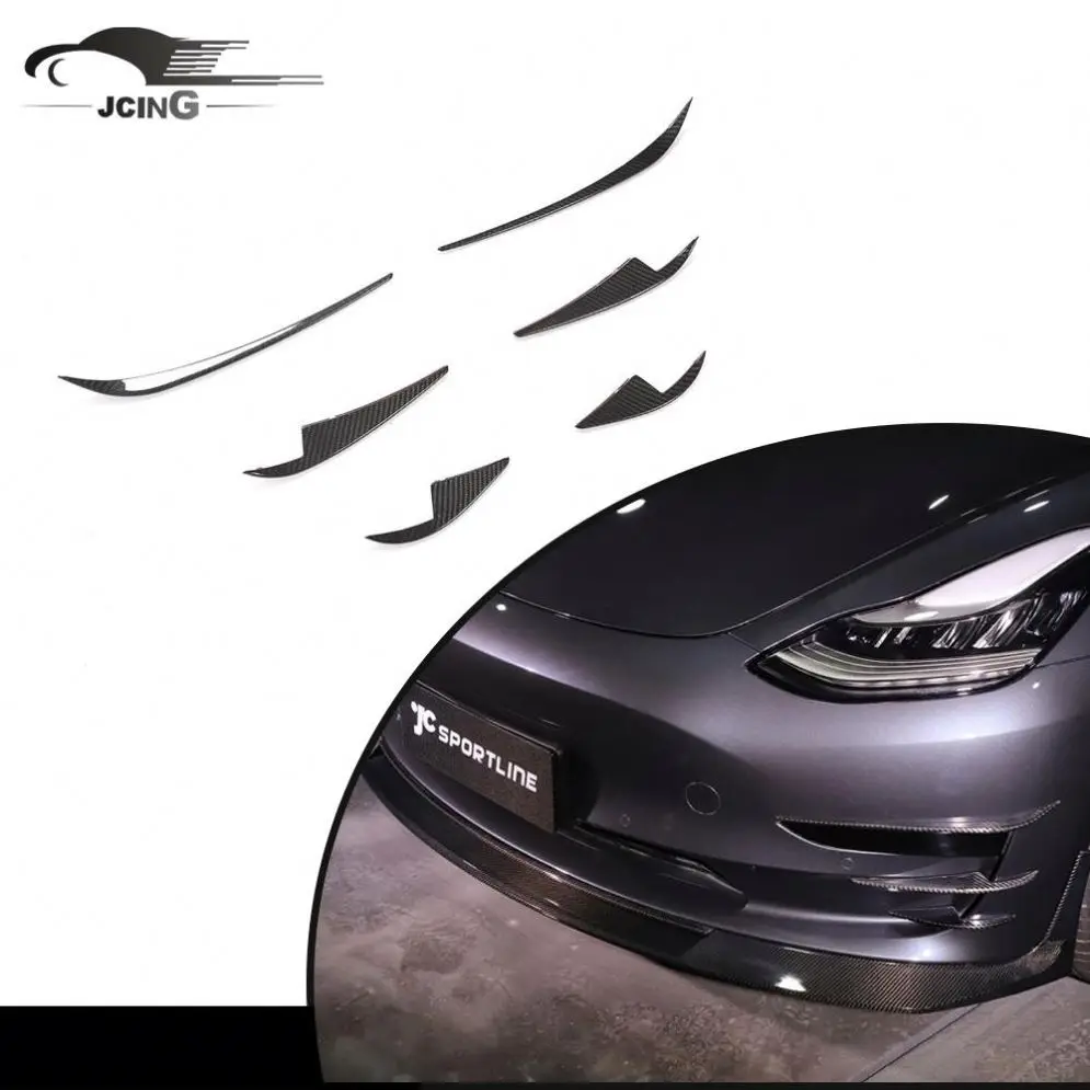 

Suitable for MODEL 3 Dry carbon fiber car front bumper canard fins Tesla MODEL 3 Electric 2016-2020