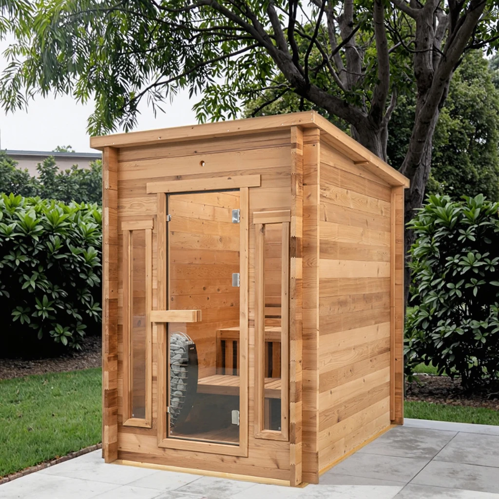 

Customizable 2-4 Person Solid Wood Sauna Room Modern Outdoor Steam Sauna Room