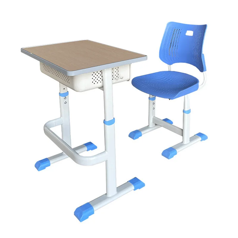 School Single Seat Student Desk and Chair Classroom Furniture Adjustable School Study Desk Chair Set