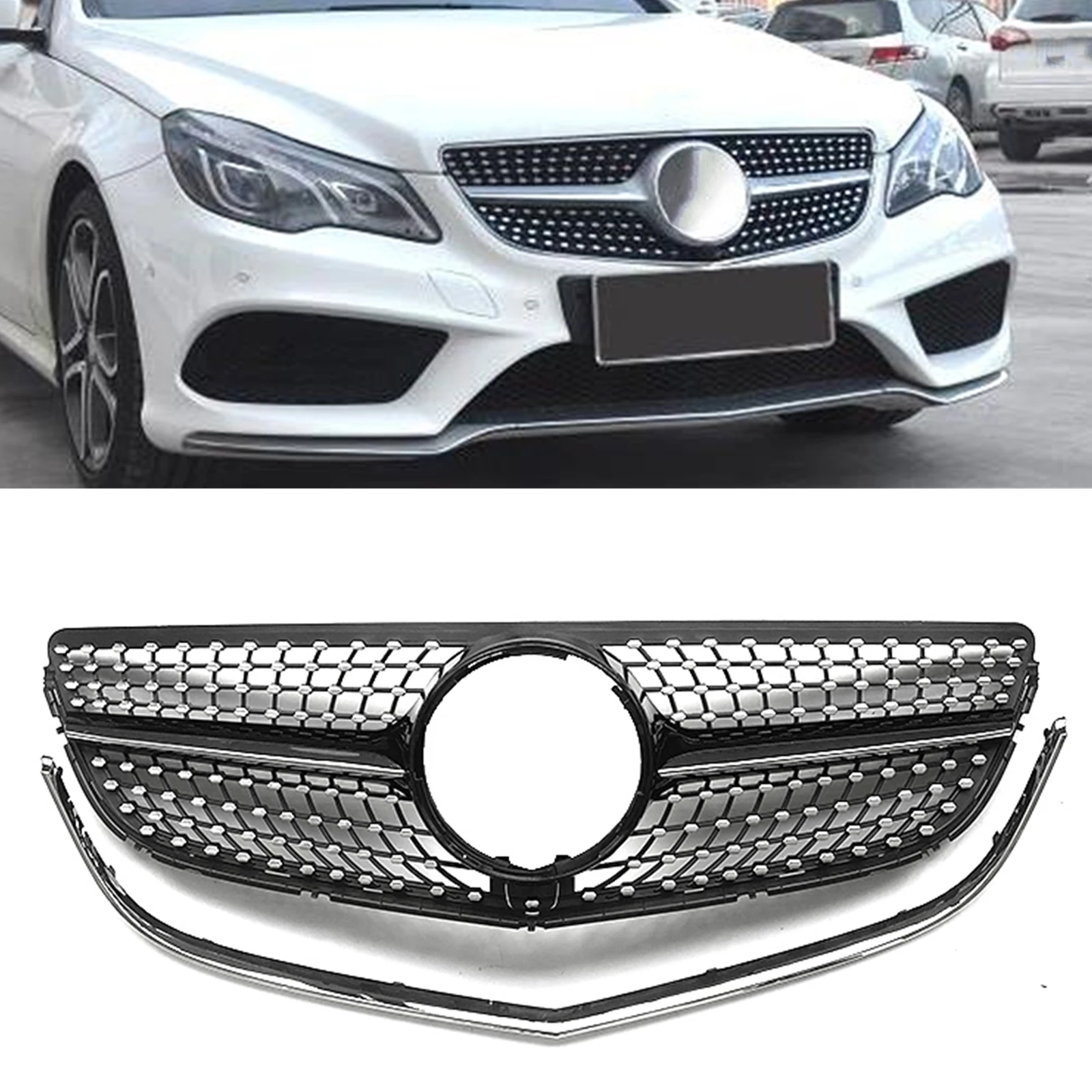 

Front Grille For Mercedes Benz E Coupe C207 A207 W207 2014 2015 2016 2017 E250/E400 Black Car Upper Bumper Hood Mesh Grid