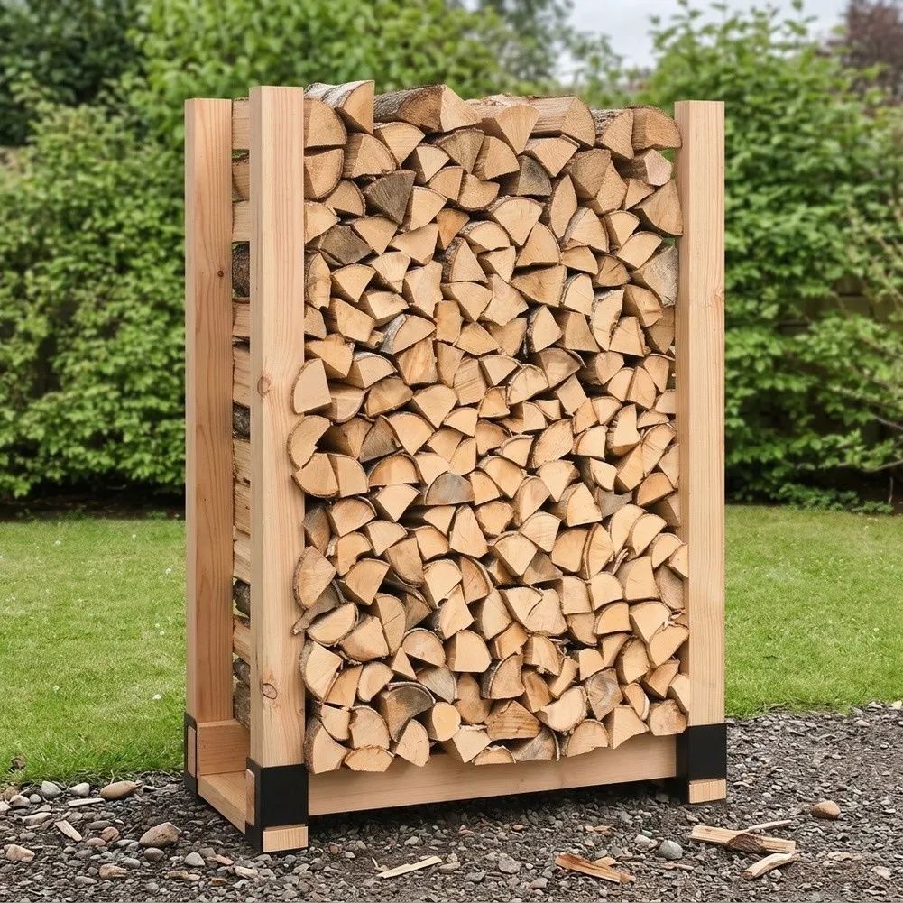 Indoor Outdoor Storage Adjustable Firewood Rack Customizable Height And Width Space-saving Vertical Design For Indoor Fireplace