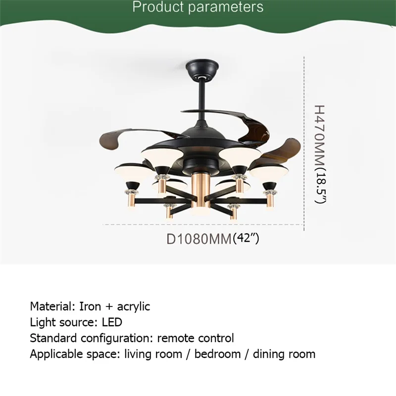 AFRA Modern Ceiling Fan With Light And Control LED Home Decorative For Living Room Dining Room Bedroom Restaurant