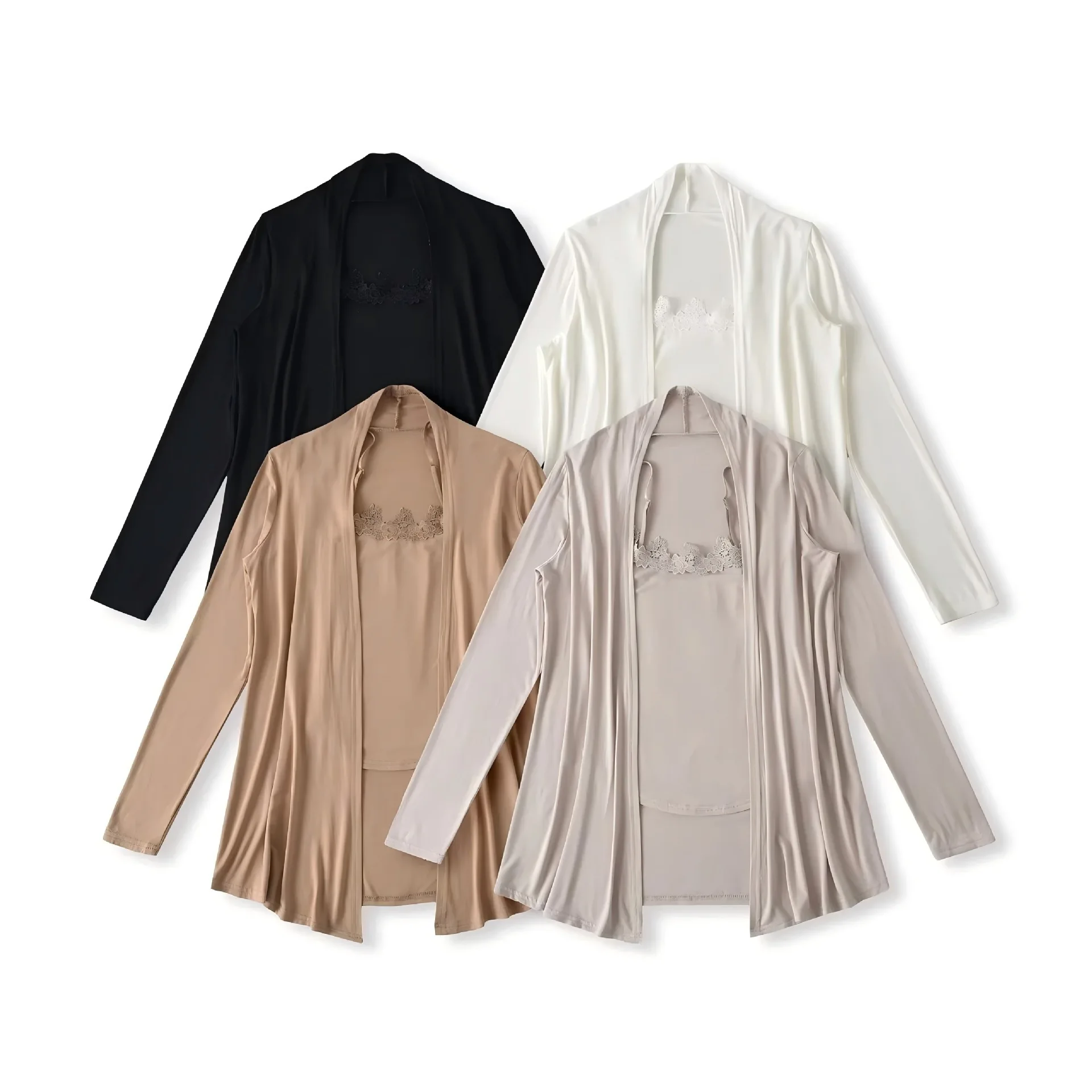 Novo coreano mangá moda figura camisola sexy conjuntos de duas peças topo para as mulheres outono novo colete de renda manga longa cardigan jaqueta ek3f