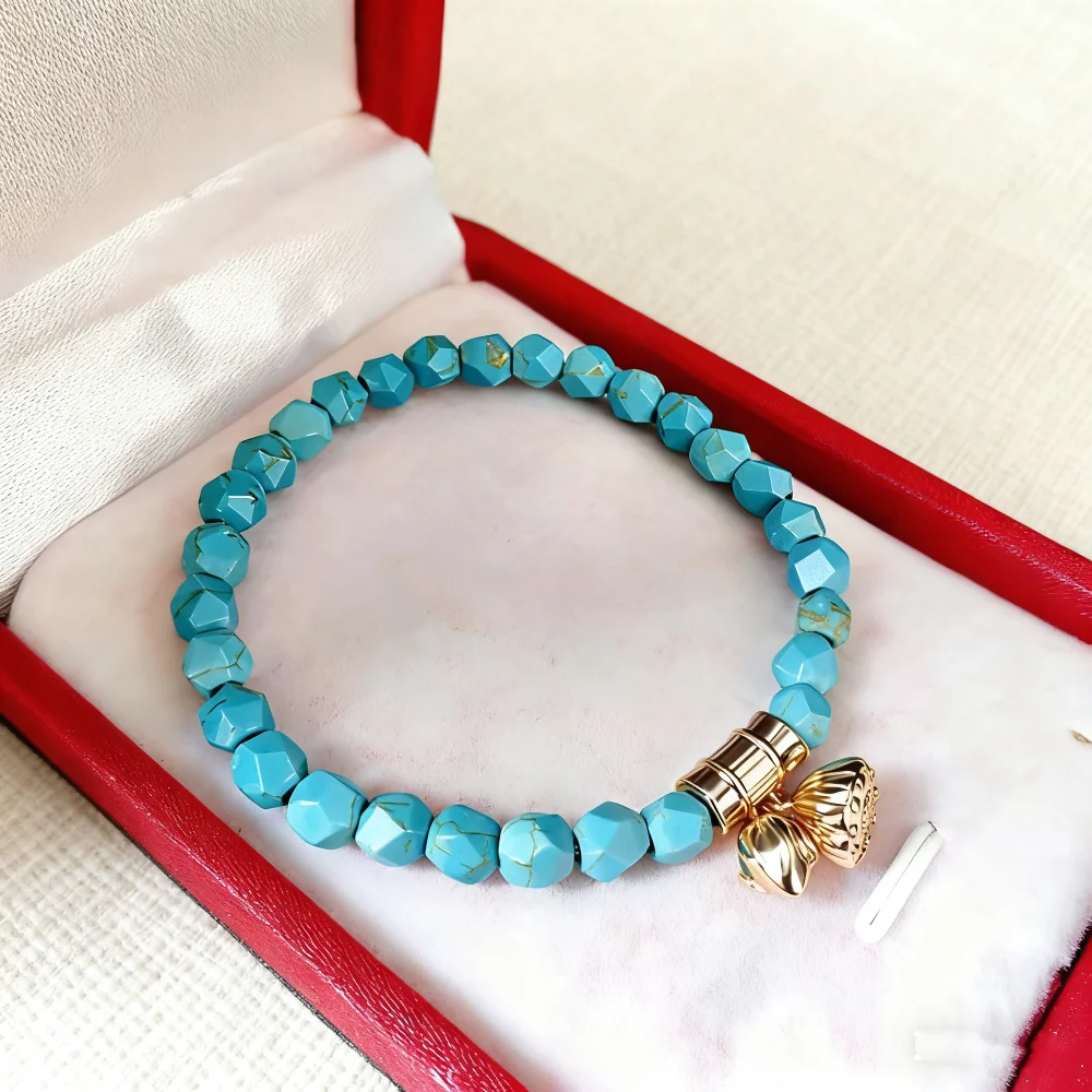 

Jewelry Natural Turquoise Beaded Bracelets Unisex Fashion Handmade Men's Bracelets Lucky