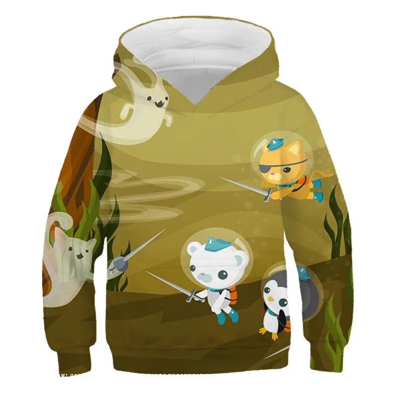 2024 Spring and Autumn Children Cartoon Hooded Sweatshirt Octonauts Undersea Column 3D Digital Printing Children\'s Casual Hoodie