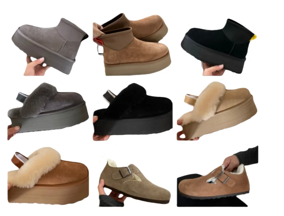 Wintermode, Retro-Trend, warmer Slipper-Stil, dicker Absatz, Schneestiefel