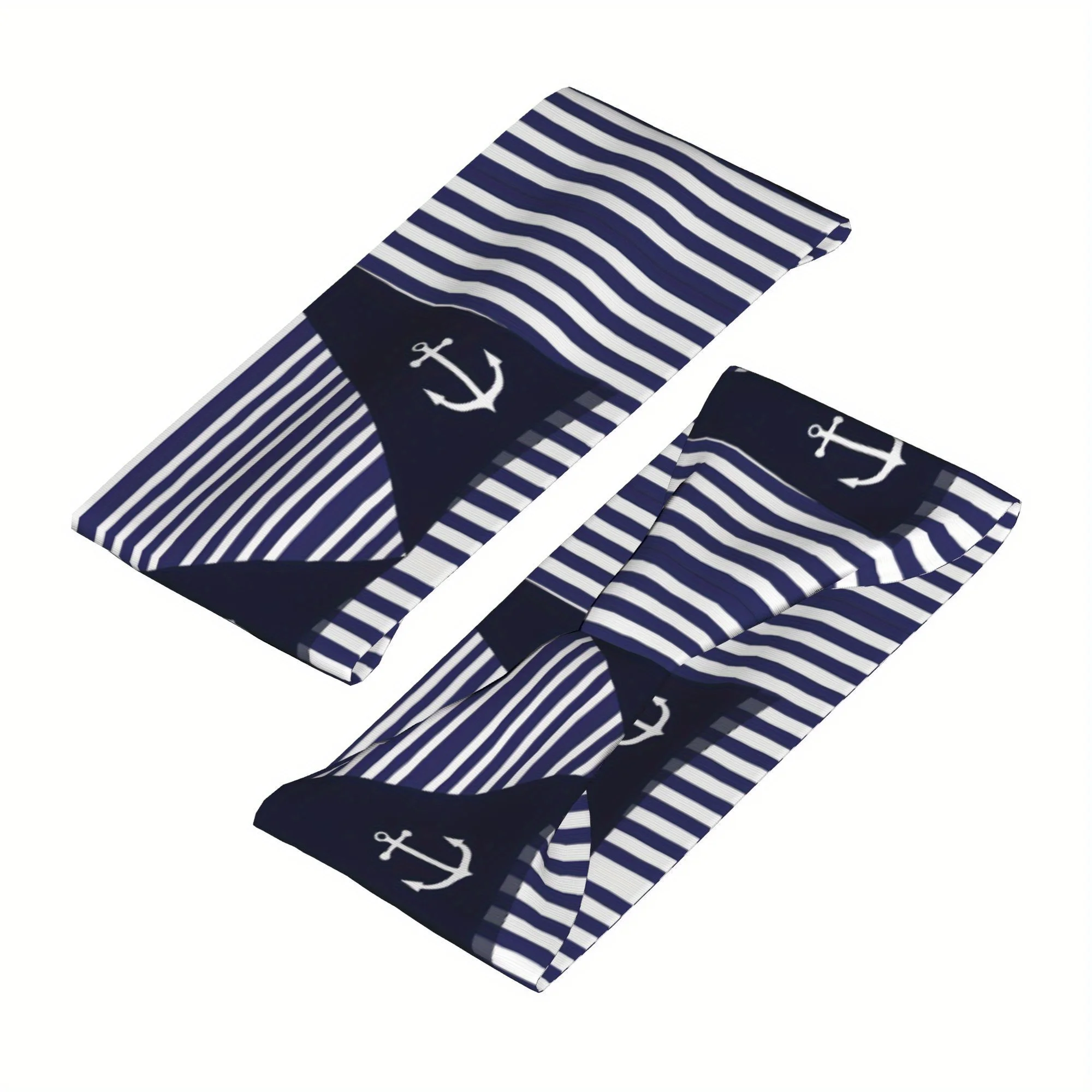 

Спортивная повязка на голову с полосками в морском стиле и якорем, влаговпитывающая, для занятий спортом, аксессуар для волос