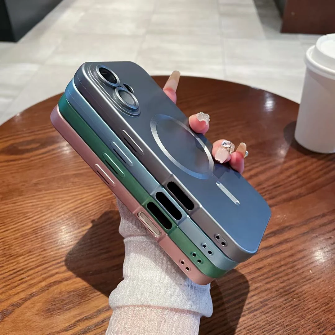 For Magsafe Magnetic Matte Phone Cases For iPhone 16 15 13 12 14 11 Pro Max Plus Wireless Charge Lens Protector Shockproof Cover - náhled 4