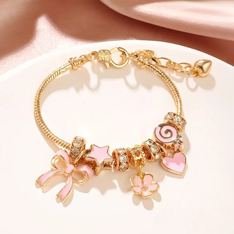 Adjustable Heart Shaped Bracelet Women Bow Heart Shaped Fashion Bracelet Jewelry Daily Accessories Valentine Day Gifts