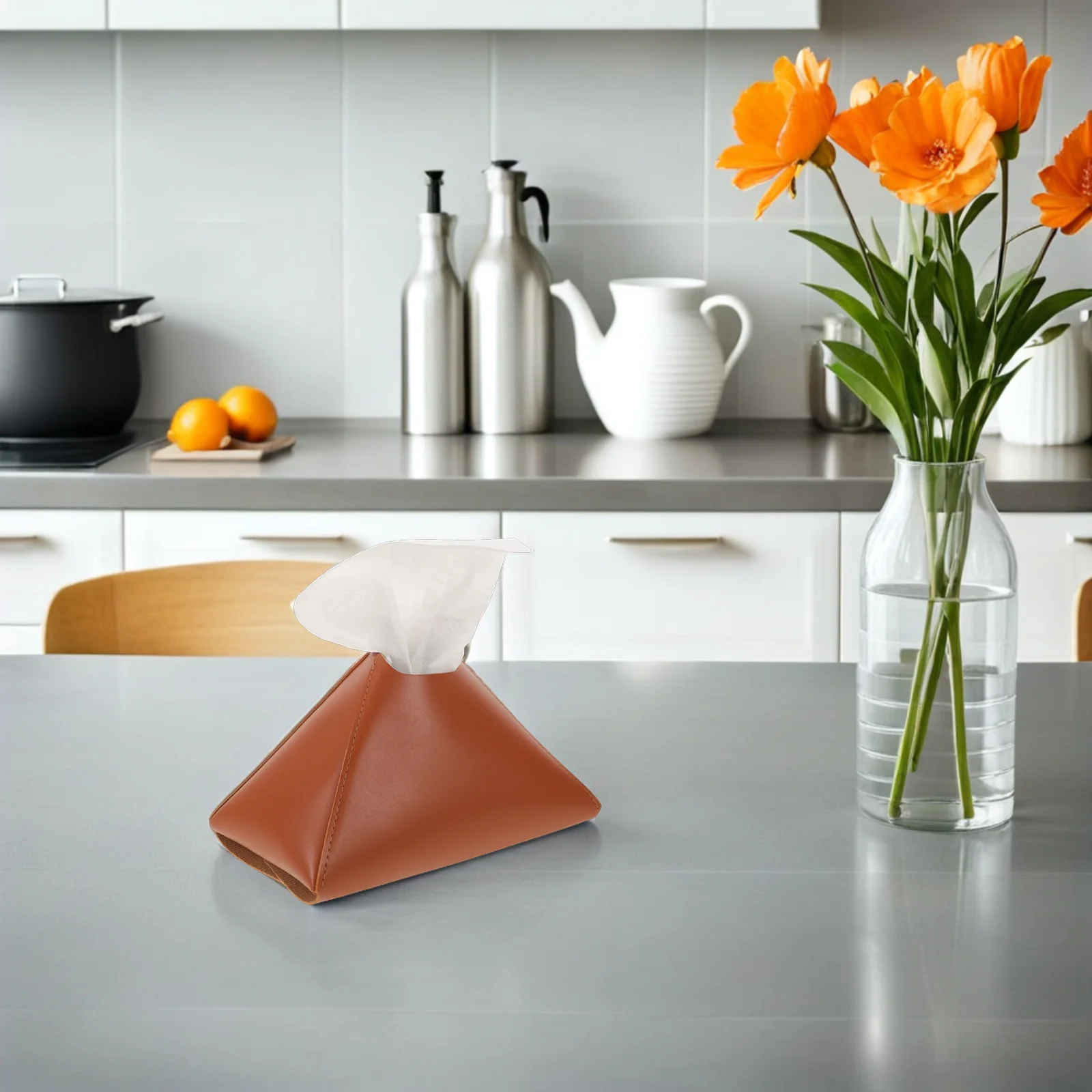 

Modern Tissue Box Cover PU Tissue Organizer for Bathroom Office Desk Nightstand Car Stylish Decorative