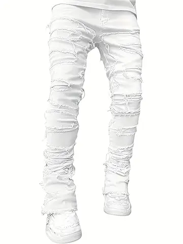 Y2k hiphop-jeans med fransar, stretchjeans för män i avslappnad streetstyle 10 best sales kromhjärtade jeans - №10
