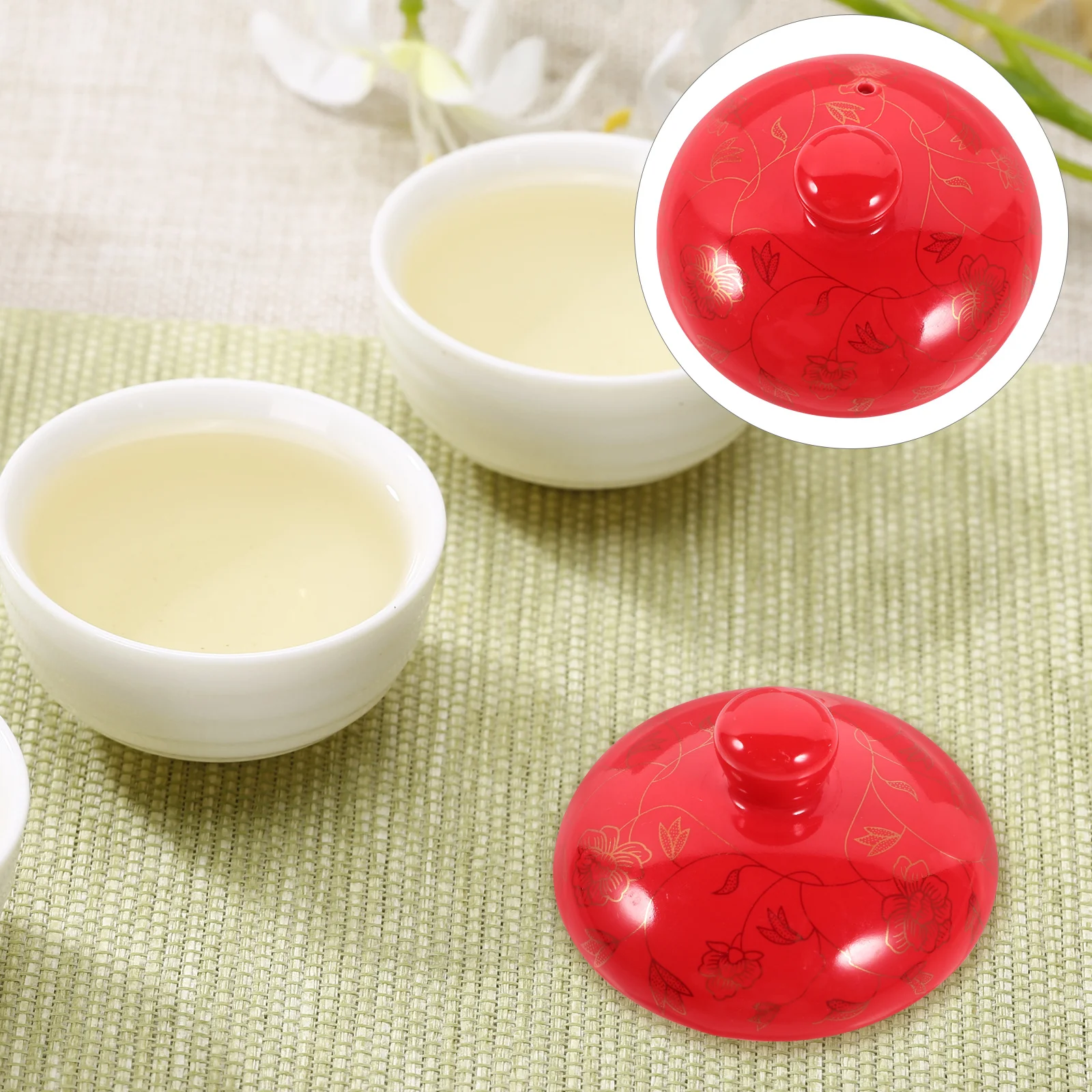 

Tea Cup Ceramic Lid Replacement Heat Resistant Ceramic Cover Smooth Edges Prevent Overflow Suitable for Home Party Camping