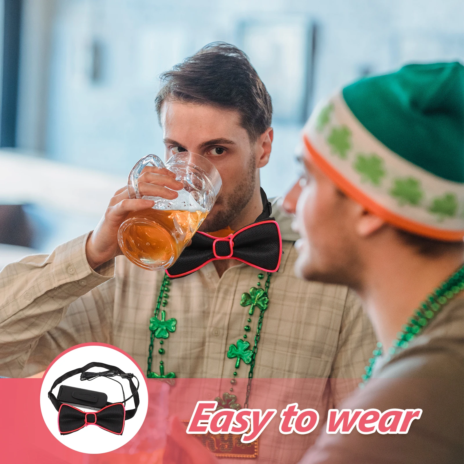 

LED Light Up Bow Tie Glowing Tie Fluorescent Green Polyester Plastic Copper Wire Party Props Wedding Accessories Dance