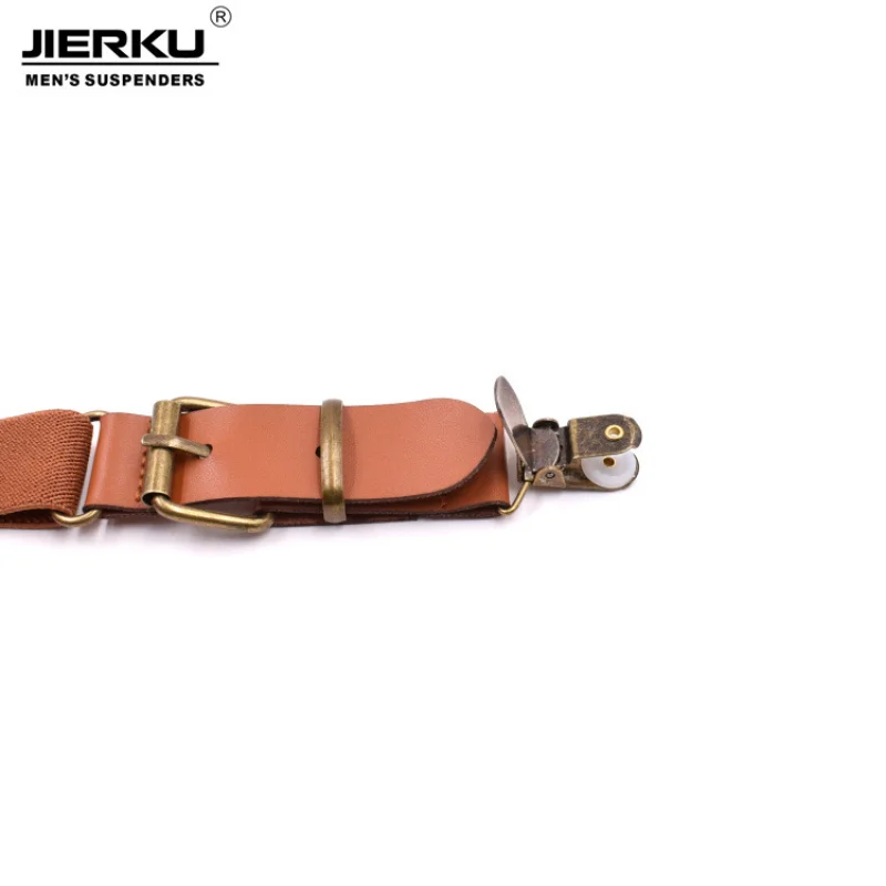 Elastic Vintage Men Women Suspenders 3 Clip Strap Braces for Trousers Pu Leather Suspenders Men Pants Brown 115cm Bretels braces