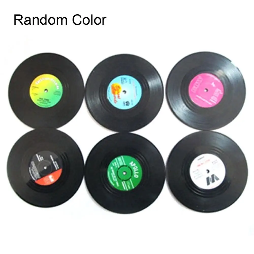 Retro Vinyl Record Cup Coaster Set of Colorful Retro Vinyl Record Disk Coasters for Drinks Vinyl Record Coaster Set Table Decor