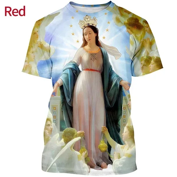 New Fashion 3D Virgin Mary Printed T Shirts Oversize Clothing Men/women Personality Cool Printing Graphic Tee Shirt