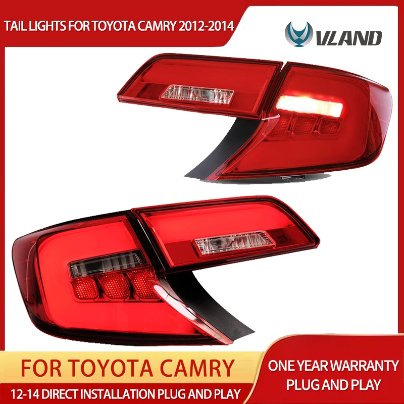 

Vland 2012–2014 Camry XV50 LED Tail Lights Assembly, Sequential Amber Turn Signal, Full LED Rear Lamps Plug and Play Upgr