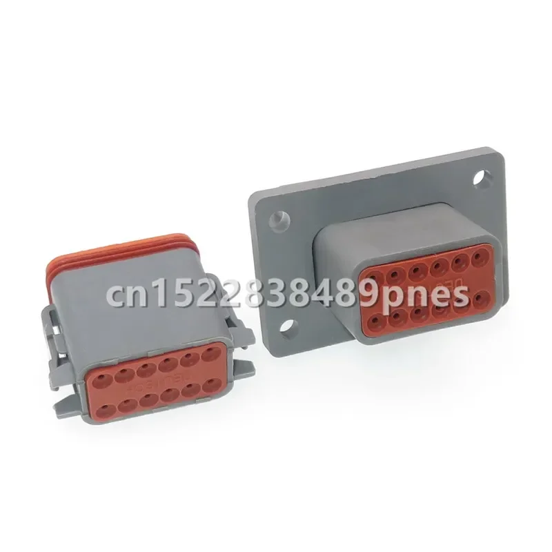 12 Pole DT04-12P-L012 DT06-12S Auto Wiring Harness Waterproof Connector With 4 Holes Fixed Flange Plastic Housing Socket