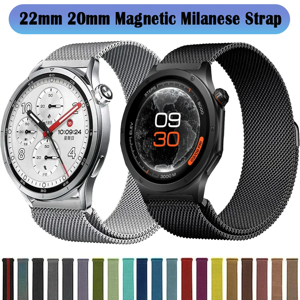 22mm 20mm Magnetisches Milanese-Armband für Xiaomi Watch 5 S5 S4 S3 S2 Metall-Armband Oneplus Watch 4 3 2 Lite OPPO X3 X2 S Armband