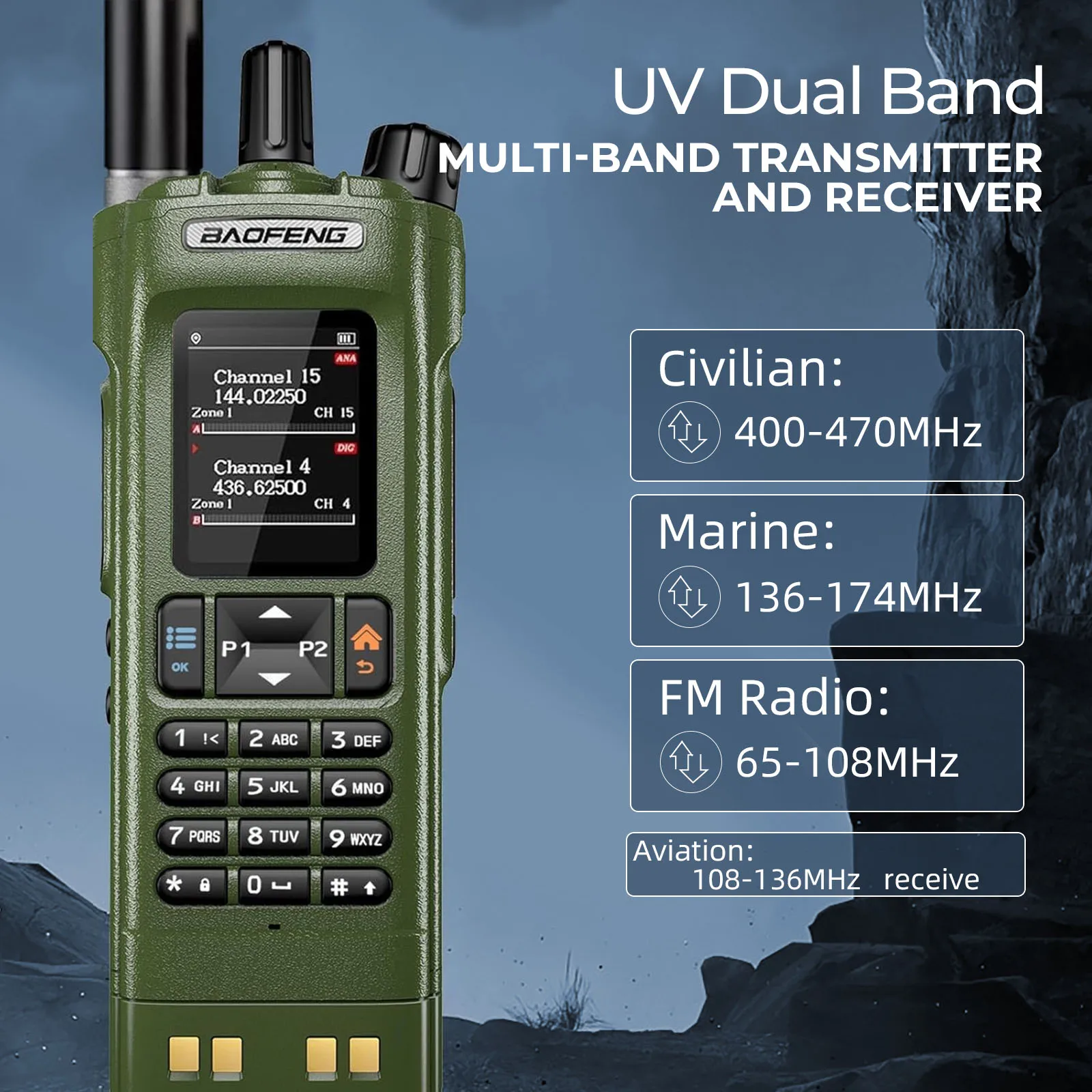 宝峰 DM-32 UV デュアルバンド 10W ハイパワー無線機 GPS搭載 大容量バッテリー ビジネス向け