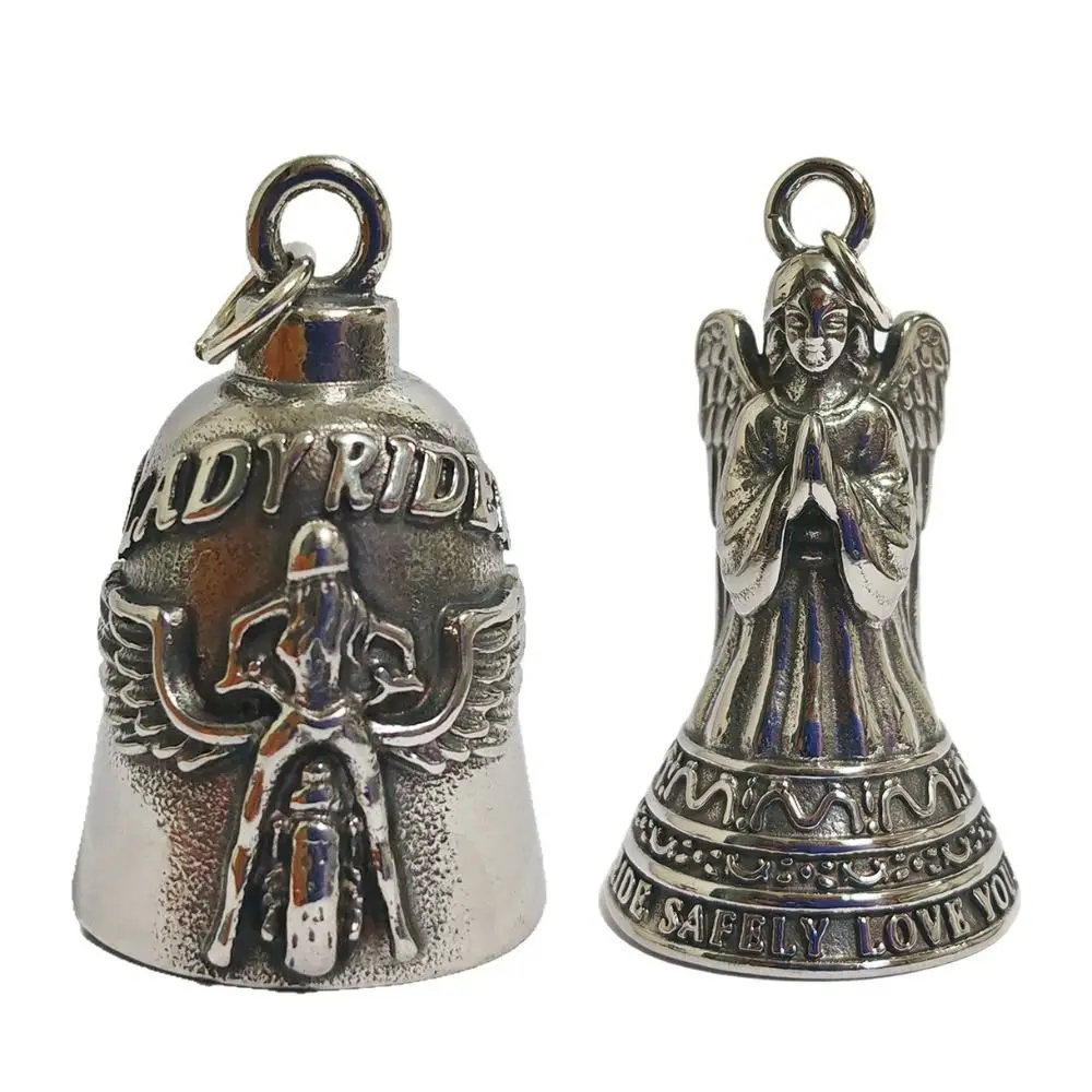 Small Size Lady Rider Motorcycle Guardian Bell Pendant Elegant Evil Spirit Trap Bell Exquisite Lightweight Biker Good Luck Charm